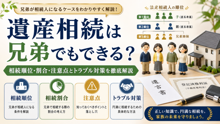 遺産相続は兄弟でもできる？相続順位・割合・注意点とトラブル対策を徹底解説